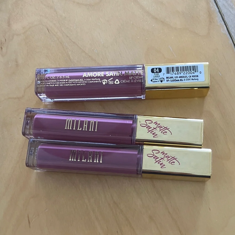 Milani Amore Creamy Liquid Lipstick in Dusty Plum Pink Color‎ 04-PLUSH-SET OF 3